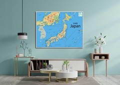 Japan Physical Map – 23.3 x 16.5 Inches – Paper x Inches, Blue