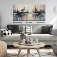 Abstract Canvas Wall Art for Bedrooom Blue and Gray Wall Decor for Living Roo…