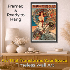 Vintage Monaco Monte Carlo Poster Mucha Art Nouveau Framed Wall Art 11×17 Gift