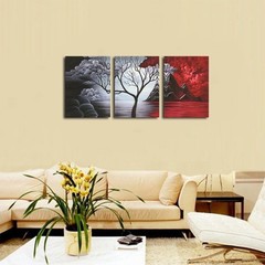 Wieco Art 3 Panels The Cloud Tree Gallery Wrapped 12x16inchx3pcs, Multi