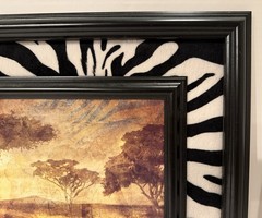 African Sunset/Safari Print w/Zebra Matting & Wood Frame (Unsigned Artwork)