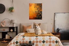 16×20 Mustard Foliage Canvas Print Wall Art