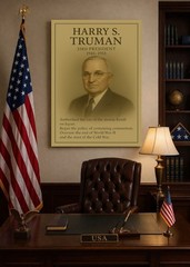 Harry S. Truman Vintage Portrait USA History Wall Art 33rd President Print
