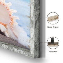 Starfish Prints Wooden Wall Art: Ocean Art Set of 4 Seashell Pictures Collection