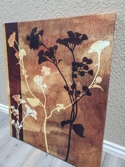 Floral Canvas Print Art Red Brown Beige Black Decorative 26×22