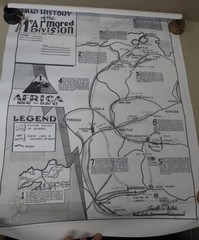WWII 1942-43 Africa Facsimile Map «Map History Of The 1st. Armored Division»