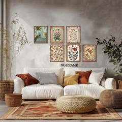 Vintage Floral Wall Art Poster Set of 6, Rustic Flower Bird Pictures Wall Dec…