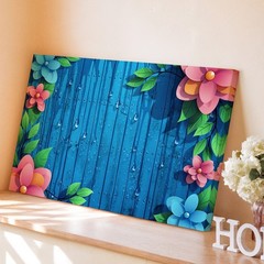 Vibrant, Vertical Composition Featuring A Textured Background Of Blue Wall Art