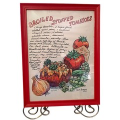 Chef Alfredo Tomatoes Art Print Recipe Framed Picture Broiled Stuffed Signed MCM