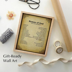 Names of God Christian Wall Art Decor – Inspirational Bible Verse Art Print for