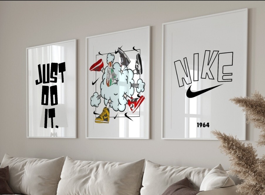 Set of 3 Nike Shoes Art pieces canvas wall art home decor