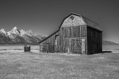 Grand Teton Barn Wall Art Monochrome Mountain Landscape
