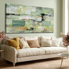 Framed Sage Green Wall Decor Modern Abstract Wall Art Neutral Brush Strokes C…