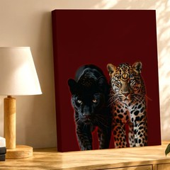 Wall Art Black Panther and Leopard Print Poster Big Cat Animal Canvas Decor