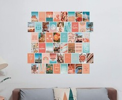 Artivo Peach Teal Aesthetic Wall Collage Kit, 50 Set 4×6 inch, Girls Bedroom