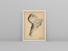 South America Map, South America 2D Relief Map – 2D Flat Print