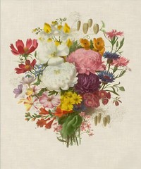 Vintage French Botanical Boquet Print Set Flower Floral Wall Art Prints Set of 6