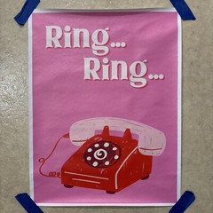 Pink Phone Ring Ring Abstract ✅ Poster Wall Art Canvas Print Decor ✅ 12×18 inch