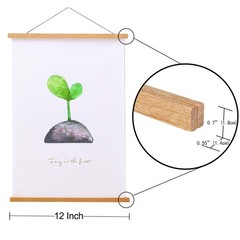 FALAMON Magnetic Poster Hanger Frame, 12×16 12×18 12L» x 0.7W», Teak Wood