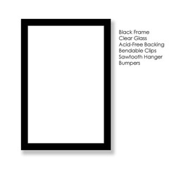 11×17 Black Wood 3/4″ Frame, Glass, Backing by Wallspace