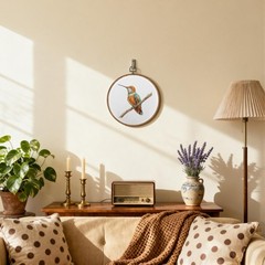 Farmhouse Hummingbird Wall Art Decor, Rustic Nature Wildflower Bird Round Wal…