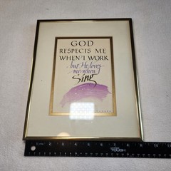 VTG 80’s Pastel Tagore Quote Wall Art Pink Gold Framed Religious Christian Sing