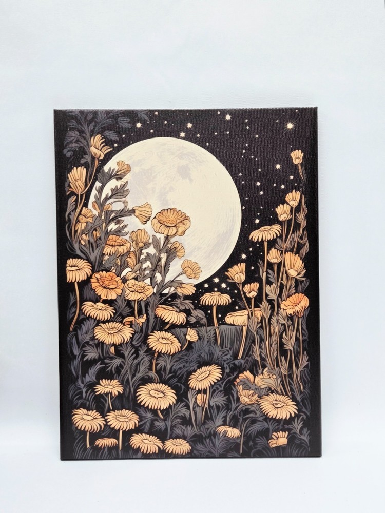 Wood Frame Canvas Wall Decoration Fall Moon Nature Aesthetic Decor 12×16