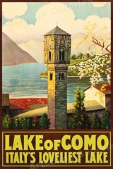 1920s Lake Como Vintage Style Travel Poster Italy – 16×24