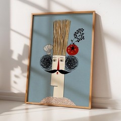 Chef Kitchen Poster, Modern Abstract Scandinavian Wall Art Decor