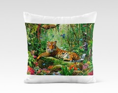 Canvas art print giclée poster pillow Tigers and other exotic animals rainforest