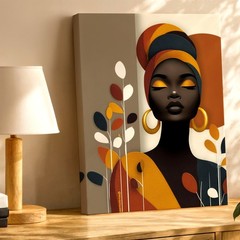 Wall Art African Woman Portrait Abstract Canvas Print Modern Boho Home Decor
