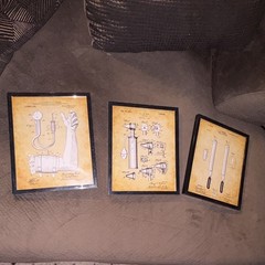Set of 3 Framed Medical Patent Prints, Vintage, Vertical, Black Frames, F.A.