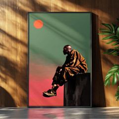 Black Man Ledge Portrait Canvas Art Modern Fashion Living Room Decor