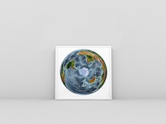 World Map, WGS 1984 Grid South Projection World Map, Framed World Relief Map