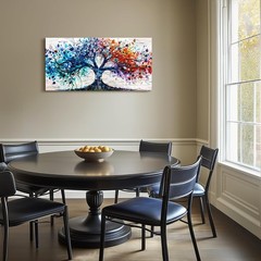 Colorful Tree Painting Prints Tree of Life Wall Art Picture,24x48inch DIY Framed