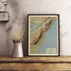 Appalachian Trail Map, Appalachian 2D Relief Map – 2D Flat Print