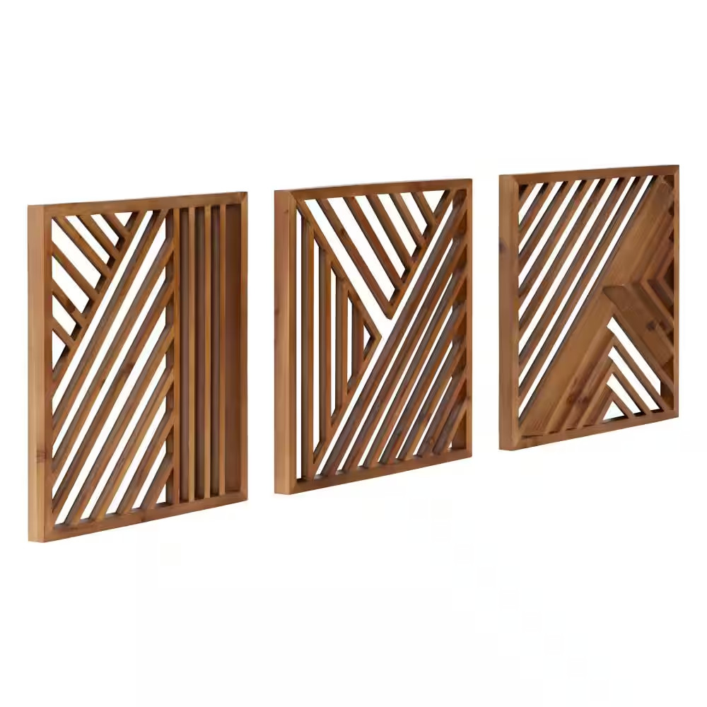 Barreda 12 In. X 12 in Natural Piece Wooden Wall Art Set