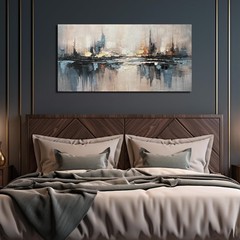 Abstract Canvas Wall Art for Bedrooom Blue and Gray Wall Decor for Living Roo…