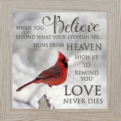 “When You Believe” – Framed Cardinal Sympathy Art by Summer Snow
