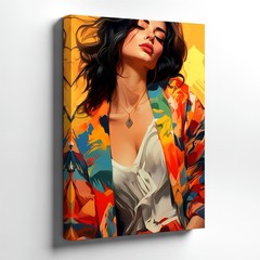 Wall Art Fashion Woman Portrait Floral Butterfly Bird Sunglasses Canvas Print