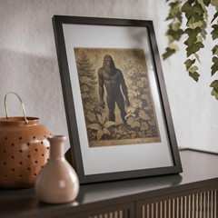 BIGFOOT BOTANICAL Vintage Wall Art, SASQUATCH Flower Poster, Retro Yeti Decor
