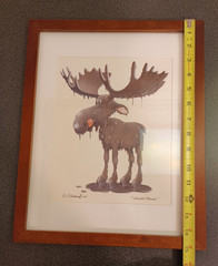 Chocolate Mousse Moose Stewart Moskowitz Framed Signed Art Cheeky Super Cute VTG