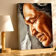 Wall Art Native American Elder Portrait Canvas Print Rustic Southwestern Decor