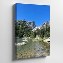 Mountain Landscape Canvas Wall Art Clear Lake Pine Trees Rocky Mountain Print