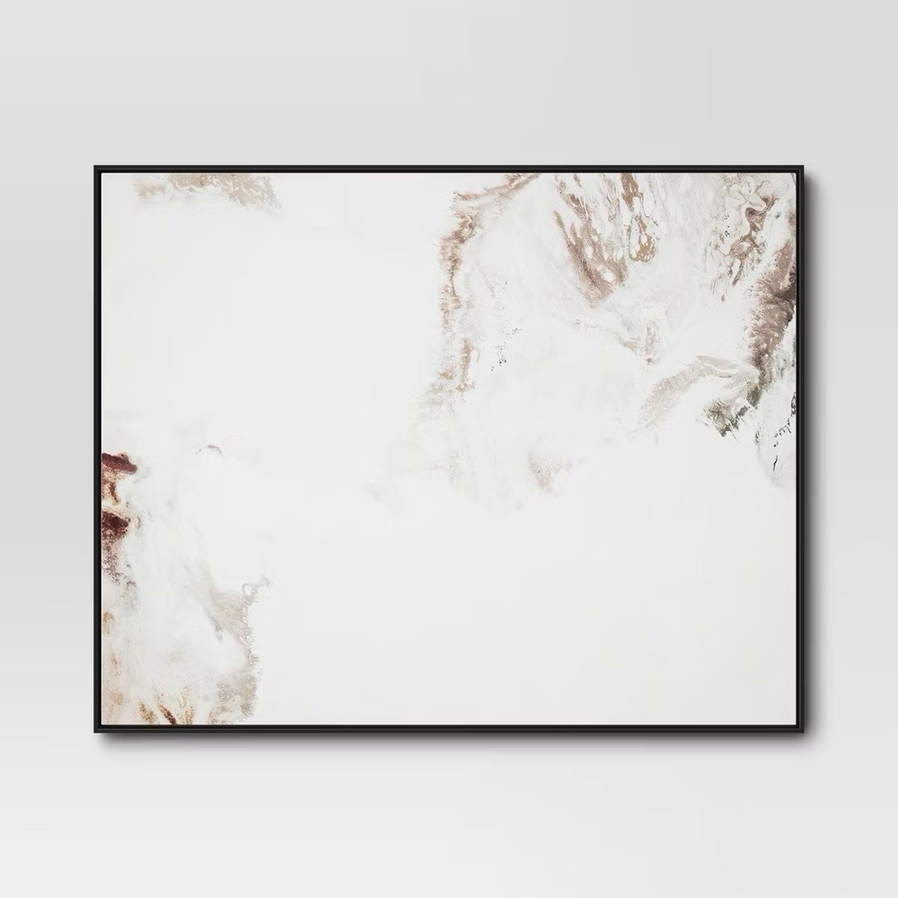 Threshold Marble Framed Printed Canvas Black Tan Abstract Wall Art 30×24 READ
