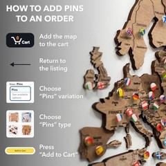 Large 3D Wooden World Map Wall Art – Travel Map with Pins for Home Decor, Gift