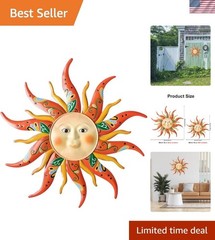 Exquisite 23.6” Handcrafted Metal Sun Wall Decor – Ideal Gift for Loved Ones