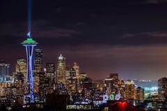 Illuminated Cityscape Seattle Washington Photo Photograph Poster 24×16