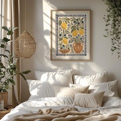 Mediterranean Lemon Wall Art, Vintage Botanical Tuscan Kitchen Decor