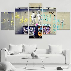 Wall26 – Banksy Life is Short Graffiti Art – Canvas Print Wall Art Set of 5